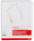 DIVIDERS, LARGE TAB, INSERTABLE, STAPLES, 5 TAB, CLEAR THUMBNAIL